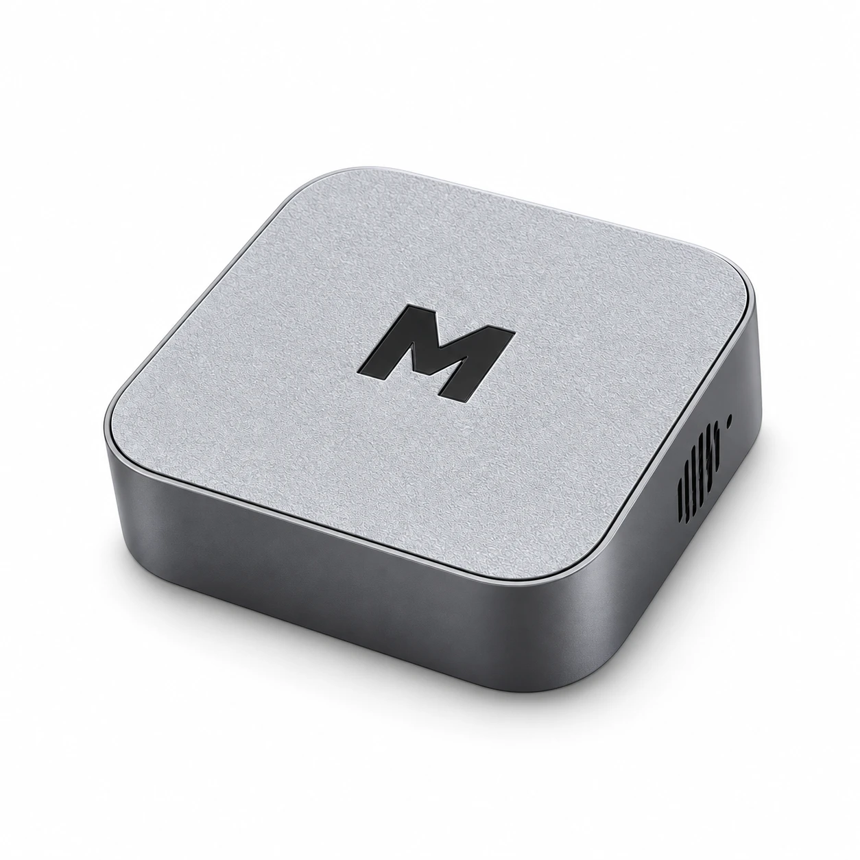 Merx AI compact silver computer with the M logo