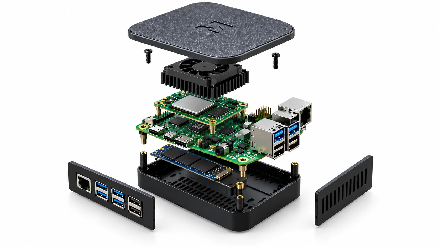 Exploded view of the Merx AI device